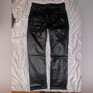 High Rise Black Vegan Leather Cheeky Straight Pants           Sz 28/6R Worn once
